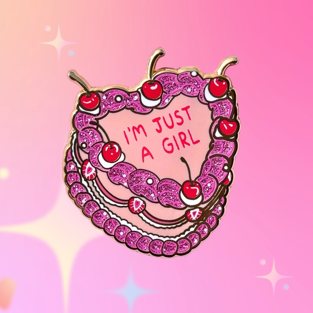 "I'm Just A Girl" Cake Enamel Pin