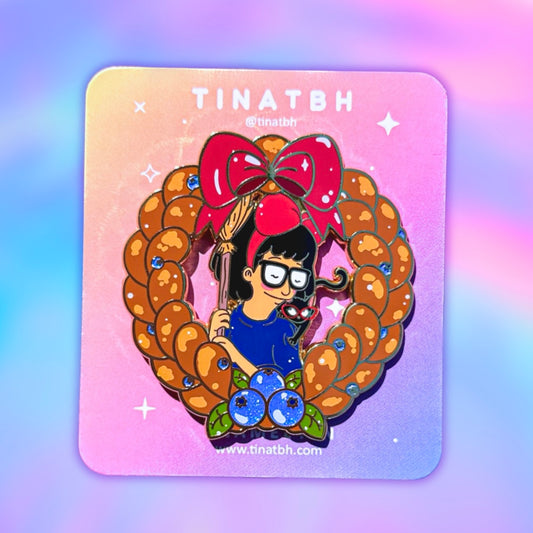 Blueberry Delivery Girl Wreath Enamel Pin